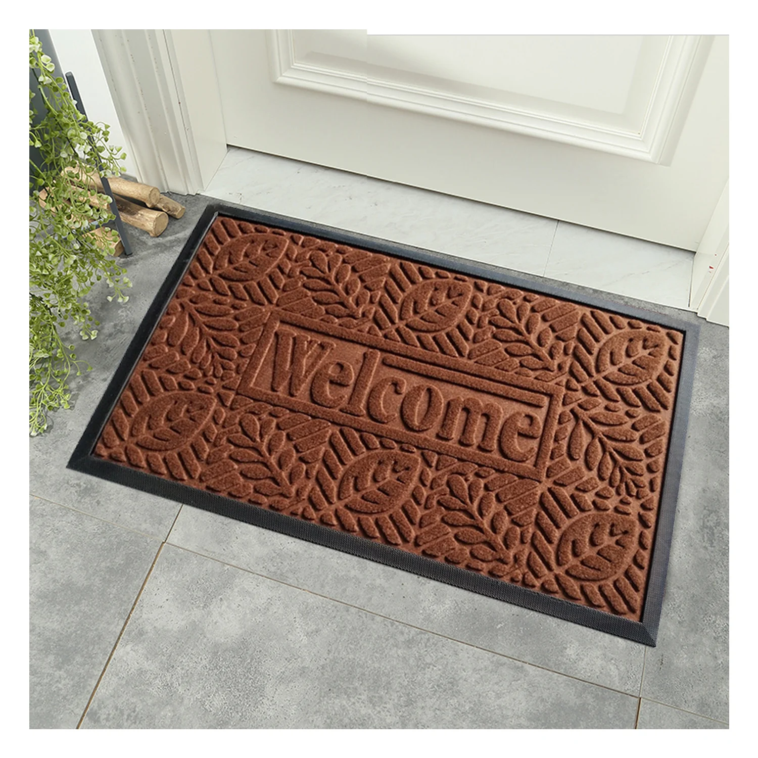 Graceline Polyester surface entrance non slip durable rubber doormat