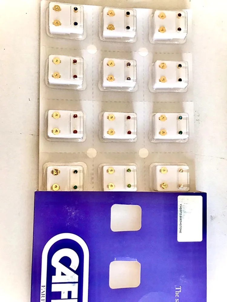 12 цветов Алмазные медицинские титановые стальные алмазные серьги носите ювелирные изделия гипоаллергенная коробка