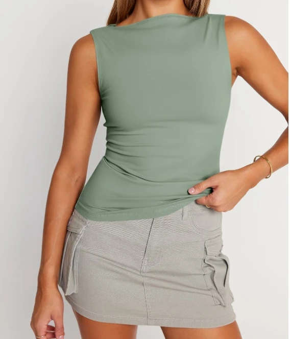 Women Casual Running Vest Sleeveless Tank Tops Fashion Solid Color Shirt Streetwear Summer Women Clothes