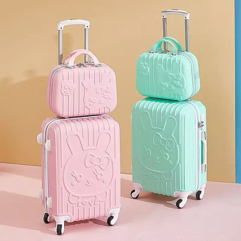 ABS+PC Spinner Luggage Double Wheels Trolley Suitcases with Pocket Compartment Weekend Bag Carry On Luggage Suitcase Set