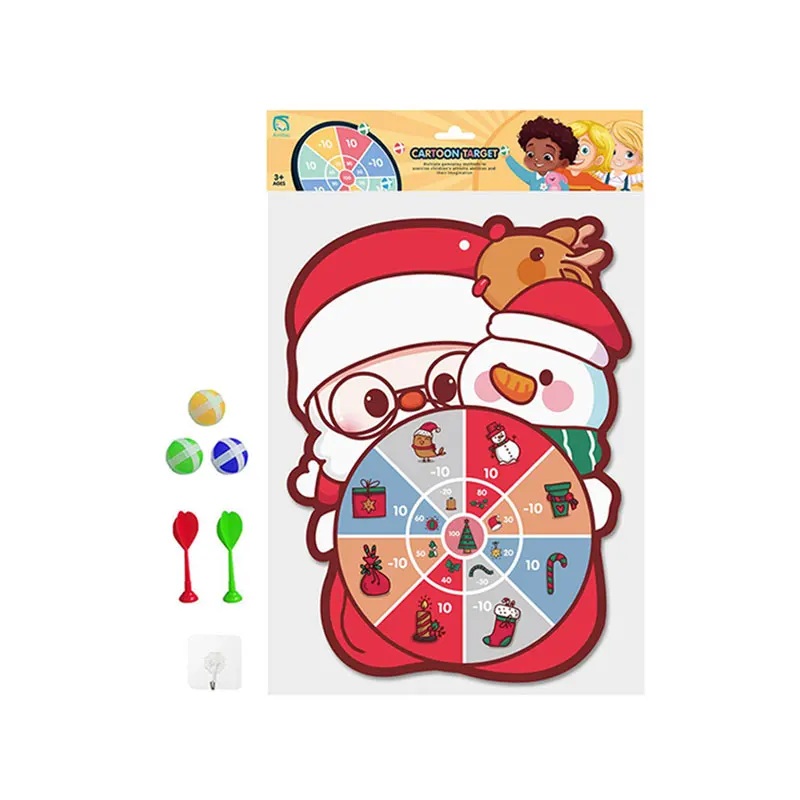 New Arrival Kids Christmas Indoor Dart Board Game Set With Stick Balls Sport Game Toys Santa Claus Single Target For Kid