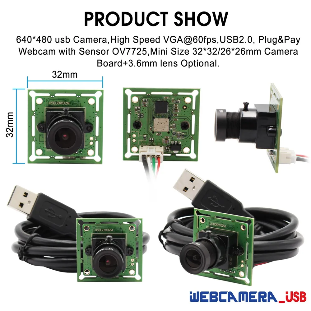 ELP 1MP  VGA 680*480 High Frame Rate 60fps Mini USB Camera Module Micro Small Size camera  For Scanning