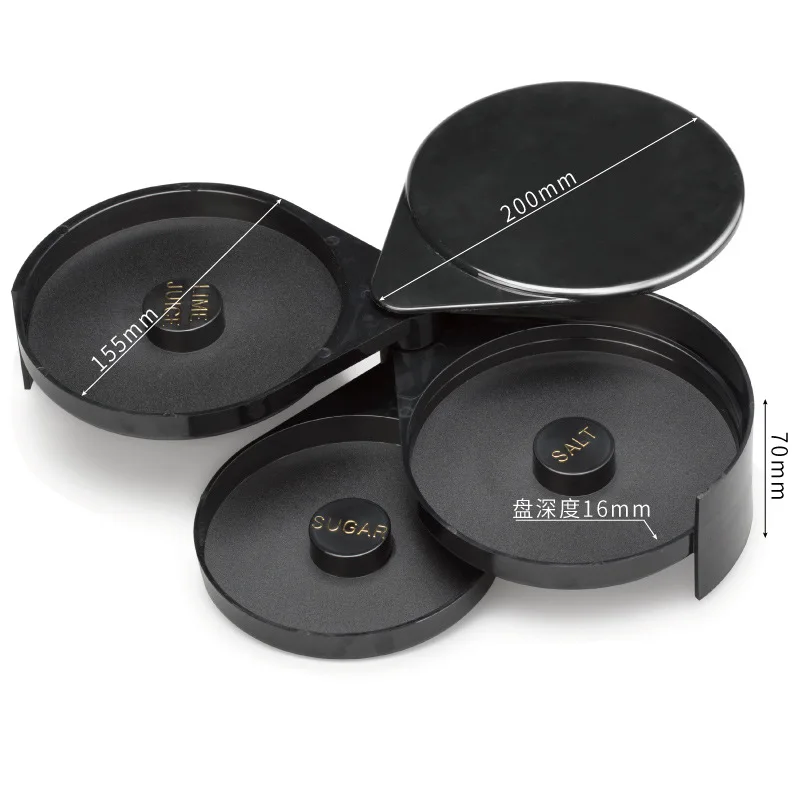 Meitian Plastic Condiment Caddy With 3-Trays Sugar And Salt Bar Glass Rimmer For Receptions