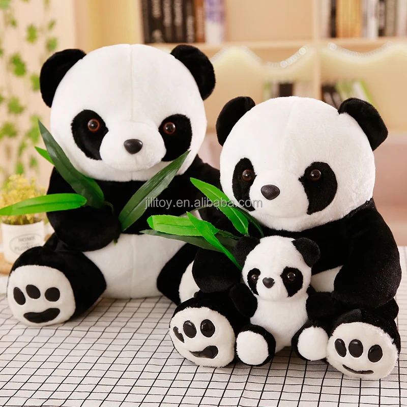 wholesale 9.8inch kawaii panda plush soft toy custom small cute stuffed animals toys panda with baby