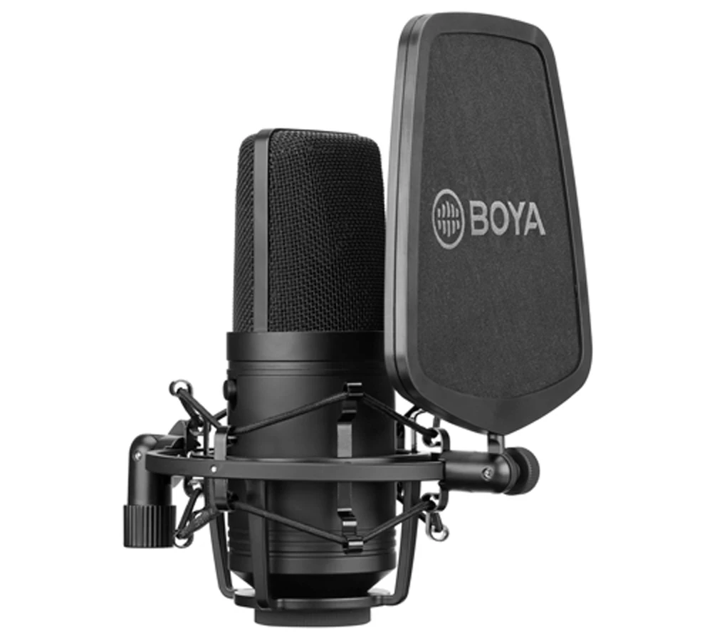 
BOYA BY-M800 Large Diaphragm Microphone Low-cut Filter Cardioid Condenser Mic for Studio Broadcast Live Vlog Video Recording Mic 