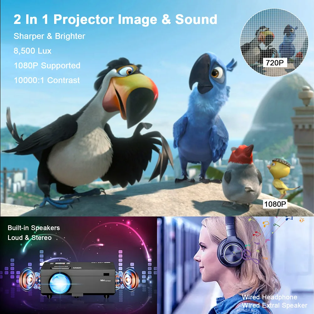 2023 New trendy 4K Mini Portable Home Theater Projector LED Beamer TV Video Lcd Projector