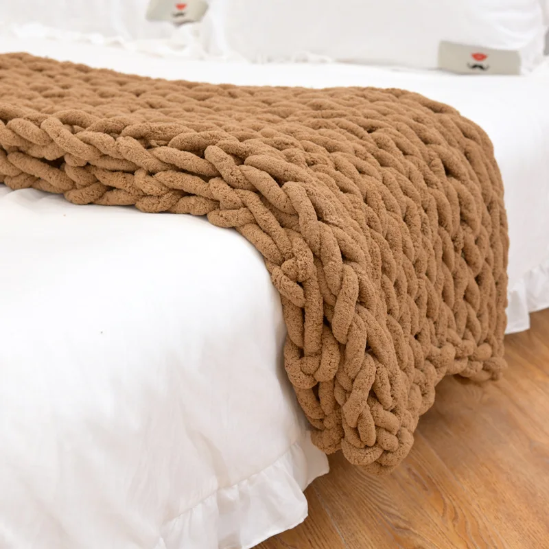 Chunky Knit Blanket Chenille Throw Warm Soft Cozy for Sofa Bed Boho Home DecorBeautiful Home DecorCouch Bed Baby Blanket Gift