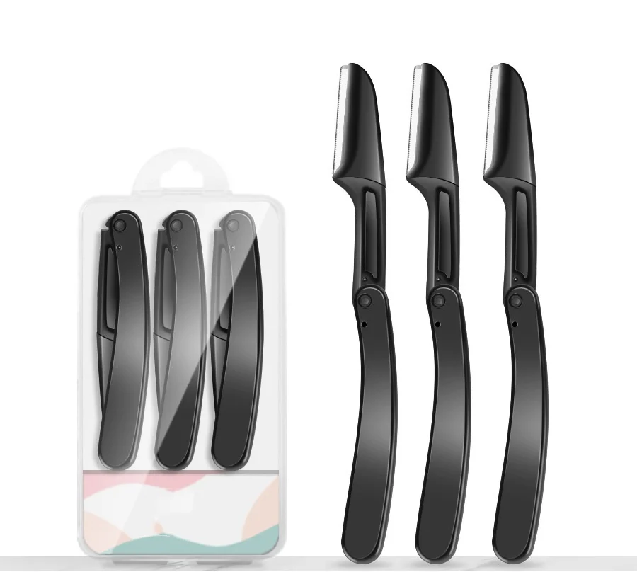 3Pcs/Set Foldable Eyebrow Trimmer Armpit Hair Razor Beauty Face Eye Eyebrow Razor Stainless Steel Blade Portable Makeup Tools