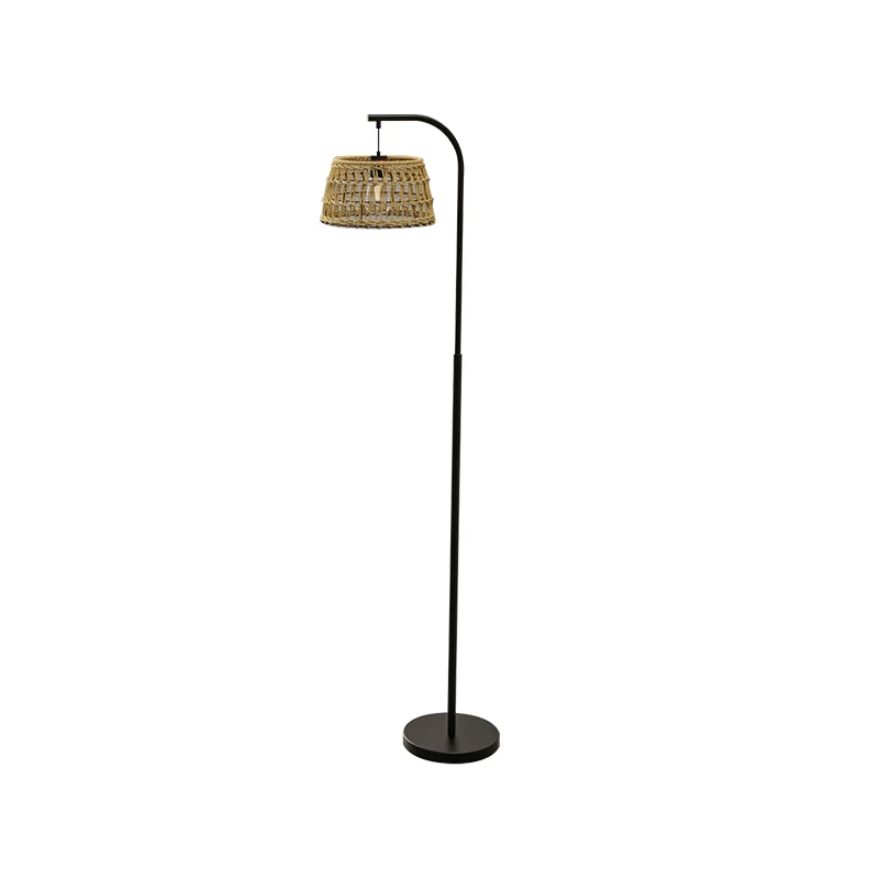 Hot sale  designer vintage style  rattan floor lamp cheap floor lamp diming for amazon seller