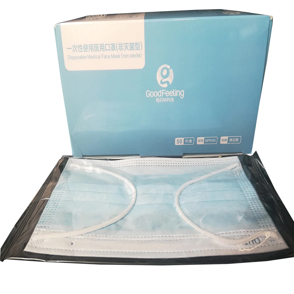 Manufacturer Ear-Loop 1 Pcs 3Ply Maskss ISO 13485 Disposable Facemask