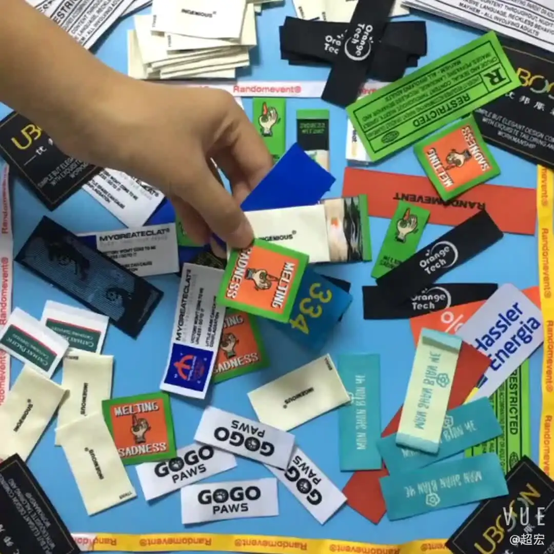 Custom printed brand logo clothes labels tags woven sewn in garment neck labels for clothing