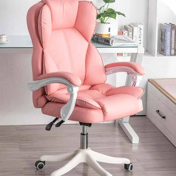 Modern Ergonomic Pink Leather Pu Computer Desk Comfortable Office Chairs Home Swivel Executive Chair