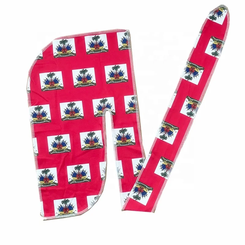 Wholesale  Durag Wide Tails Dorags Headwear Designs Polyester Custom Durag Bandana
