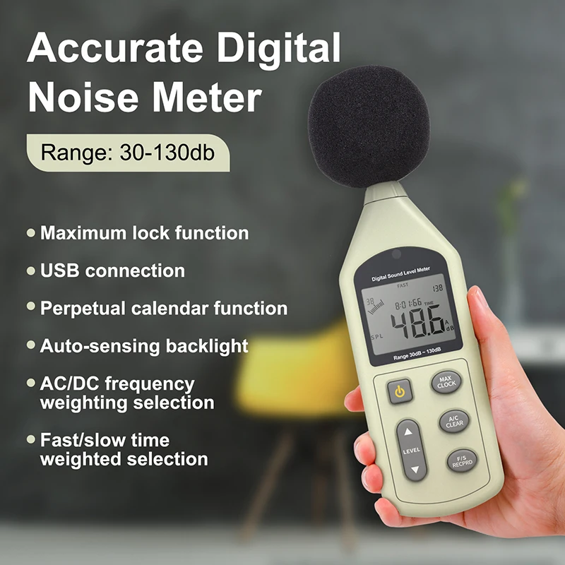 USB Best Seller Accuracy 1.5dB Decibel Meter 30-130dB Sound Level Noise Meter with A C weighting