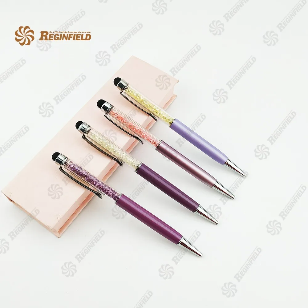 Hot-selling Extra Fine Metallic Pen Crystal Metal Ballpoint Pen with Touch Function Stylus Pen For Ipad with logo