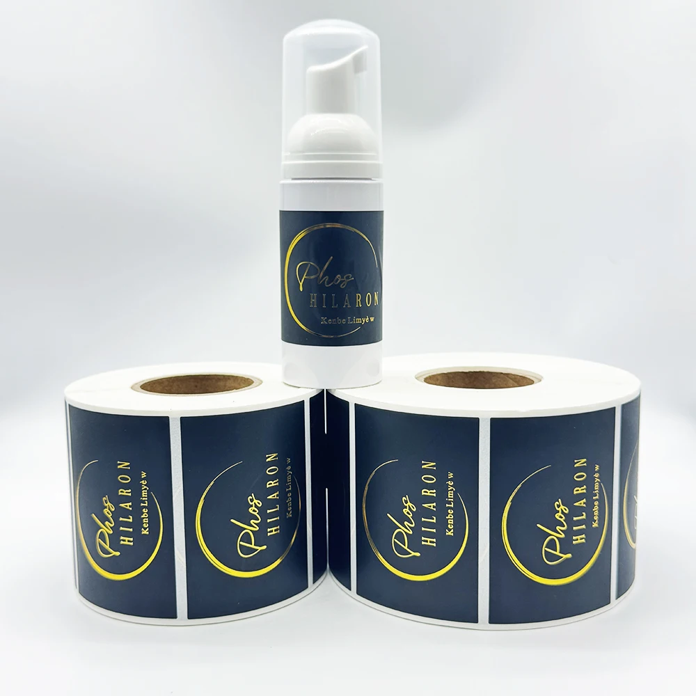 Custom Luxury Metal Gold Foil Glossy Paper Stickers Printing Manufacturer Self Adhesive Label Stickers