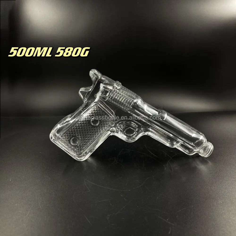 JINGNA Recyclable ak47 gun shape customized  220ml 500ml wine bottle whisky brandy vodka glass bottle