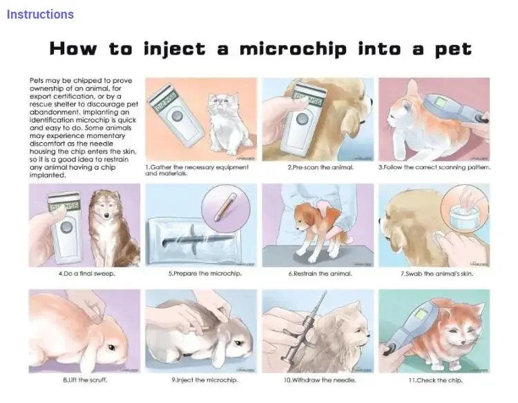 injectable chips NFC implant pet rfid animal tag microchip dog chip for animals identification for cattle
