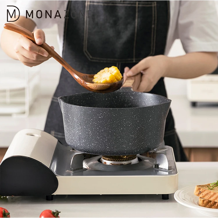 MONAZONE антипригарная Кастрюля из медицинского камня, бытовая индукционная плита, газовая плита, плоская кастрюля для приготовления пищи