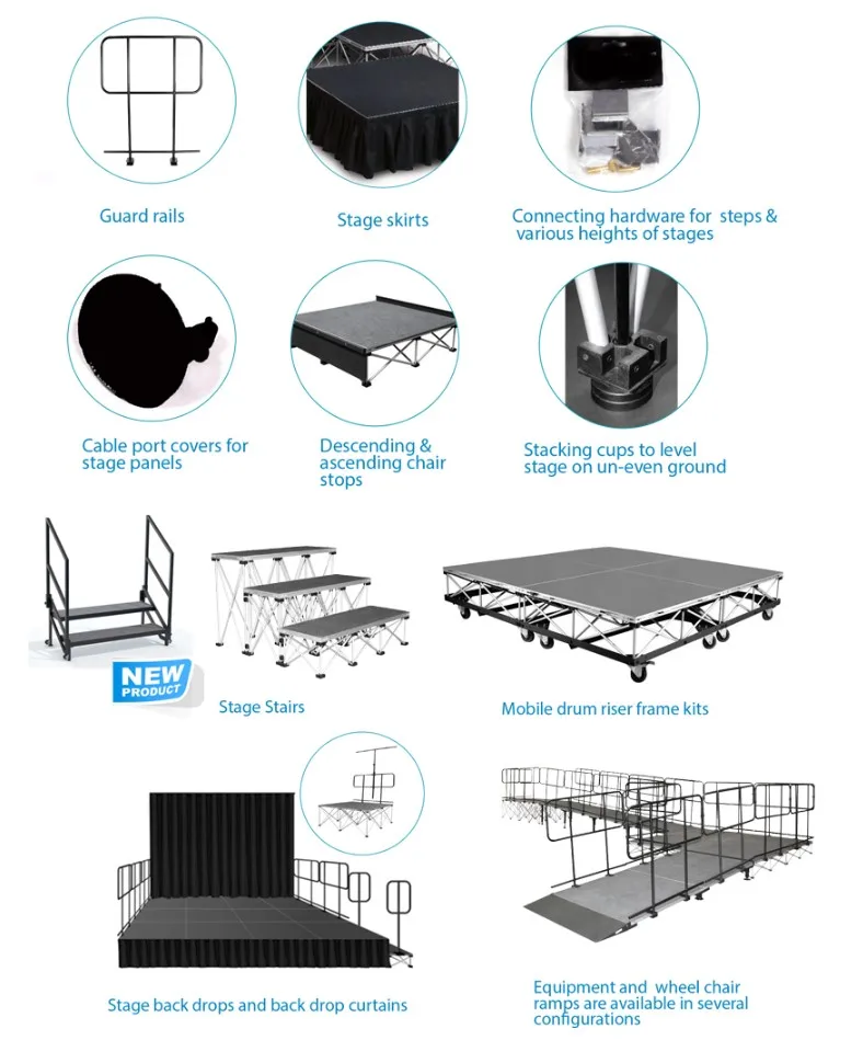 Aluminum Staging Rental System Portable Stage Platform Podium Outdoor  For Concert Events