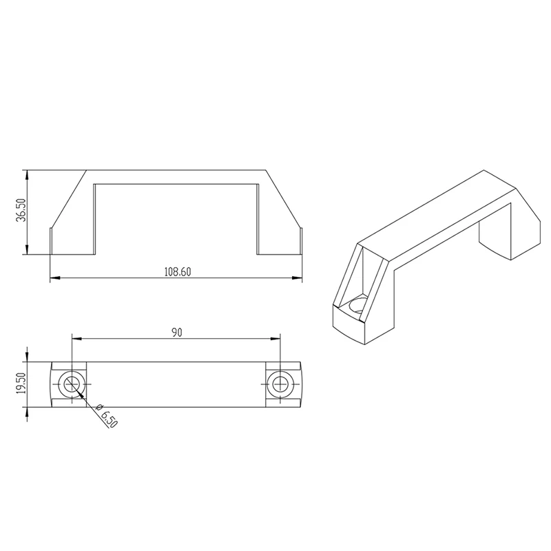 china manufacturer  3021 90 black aluminum connector die casting aluminum handle  lever industrial part for aluminum profile