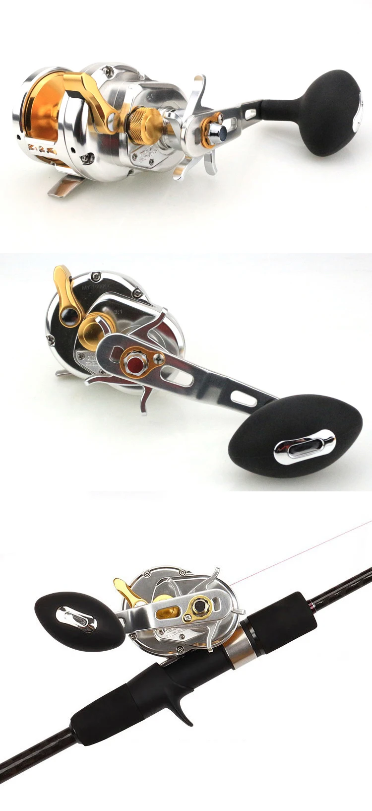 NEWMAJOR 9-15kg 6.3:1 8+1BB Slow Jigging Fishing Reel Baitcasting Wheel for Trolling Stream Fishing