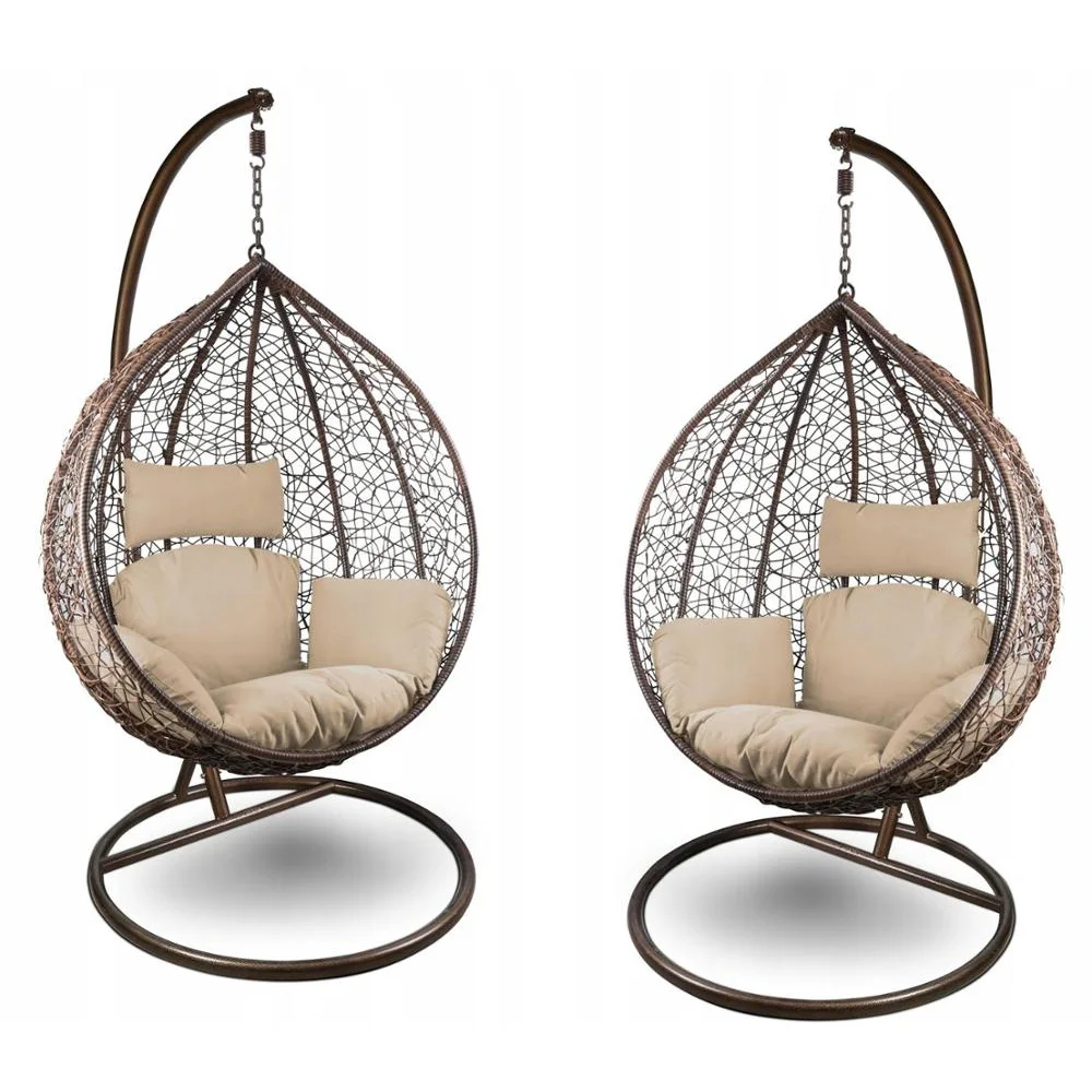 Patio Garden Furniture Rattan Hanging Egg Chair with Stand