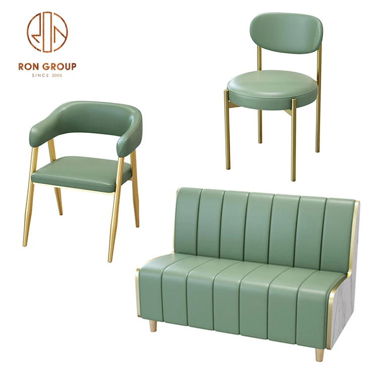 modern marble hotel restaurant furniture metal leather booth sofa seating coffee shop tables and chairs set