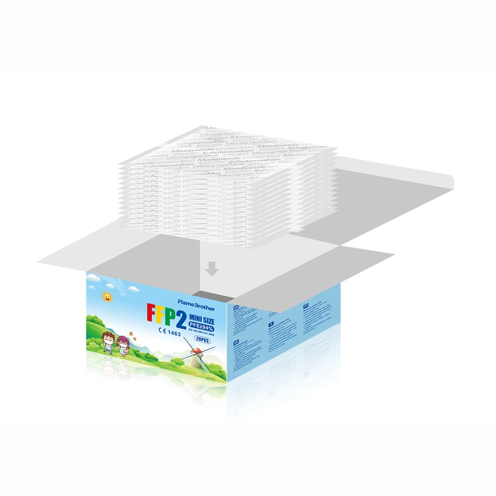 FFP2 Disposable Mask 4 Layers Face Mask CE EN 149 Face Respirator White Colour kids mask ffp2