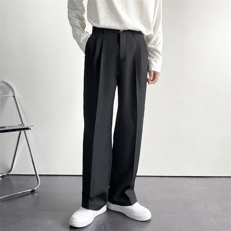 2024 Spring and autumn new draping straight leg suit pants men loose Korean version of casual wide-leg trousers mopping pants
