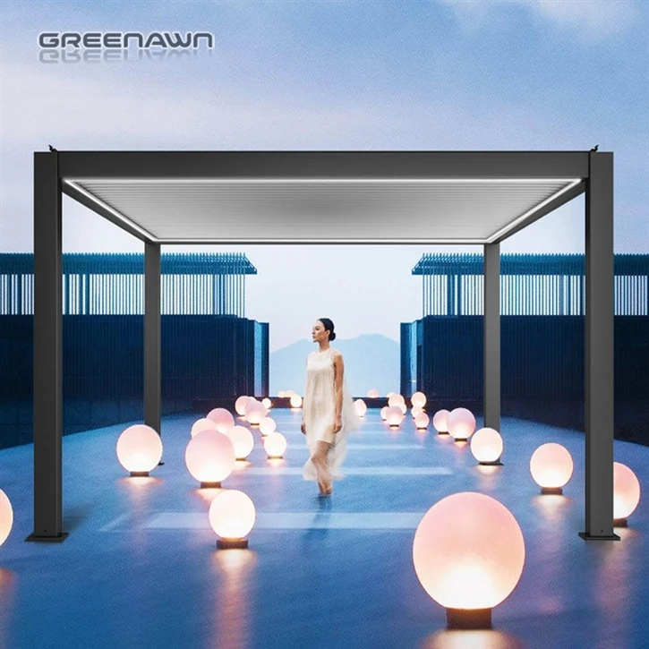 Высококачественные наружные моторизованные водонепроницаемые жалюзи для крыши беседки, алюминиевые арки Arbours Pergolas