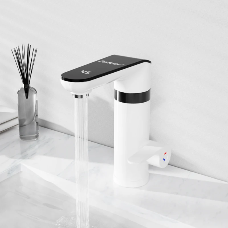 Fudeer 3000W Electric Water Heater Kitchen Faucet Tankless Water Heater Tap Flowing Electric Faucet Shower Temperature Display