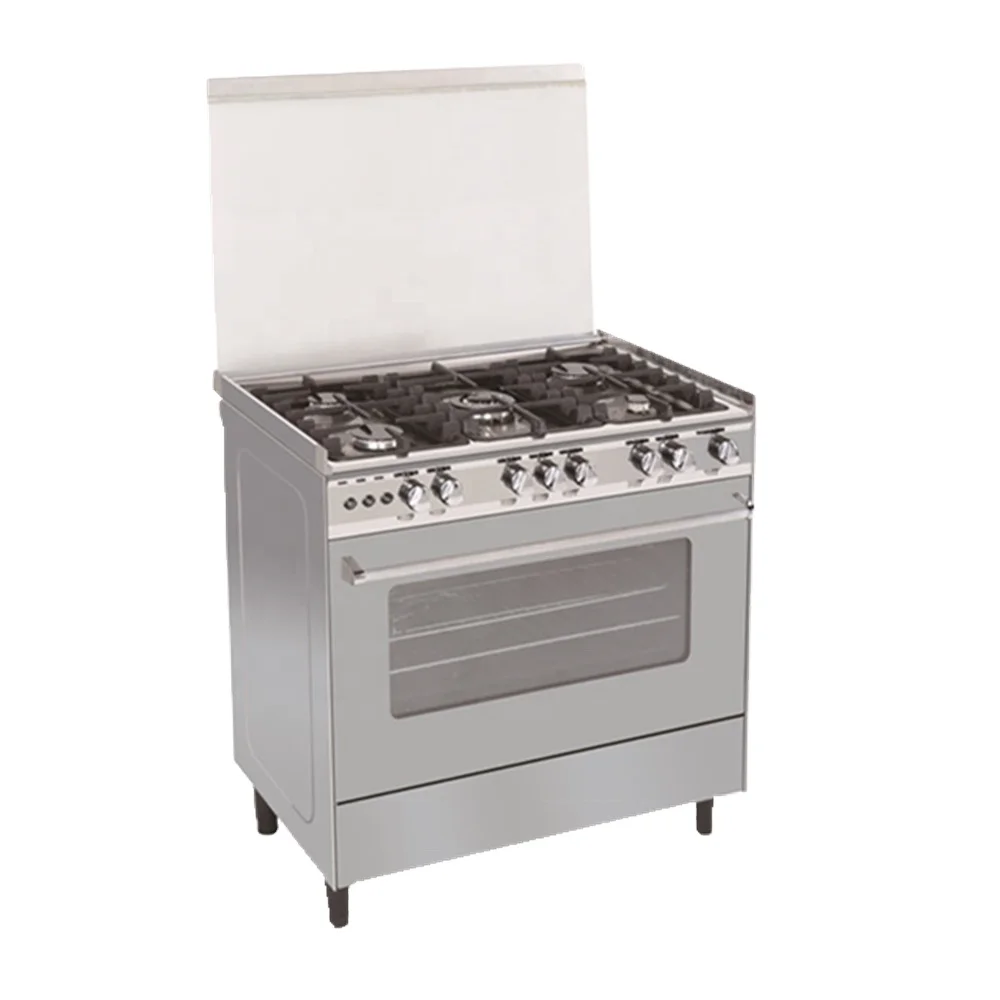 Easily Cleaned Free Standing Gas Stove with Oven White Color Table Top Gaz Oven Five burner 900mm in Kitchen Appliance