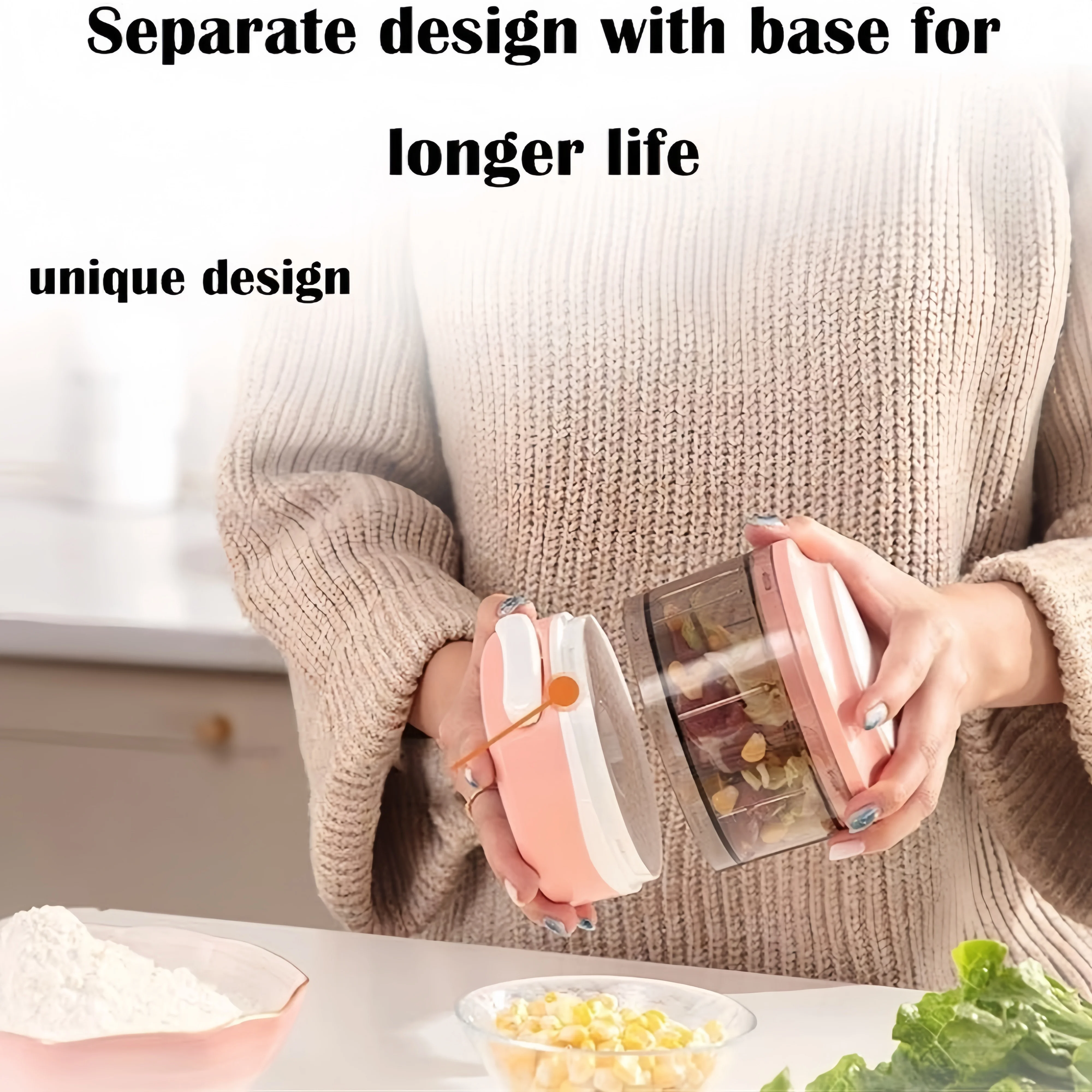 Household easy clean hand held multi purpose manual pull garlic meat vegetable chopper