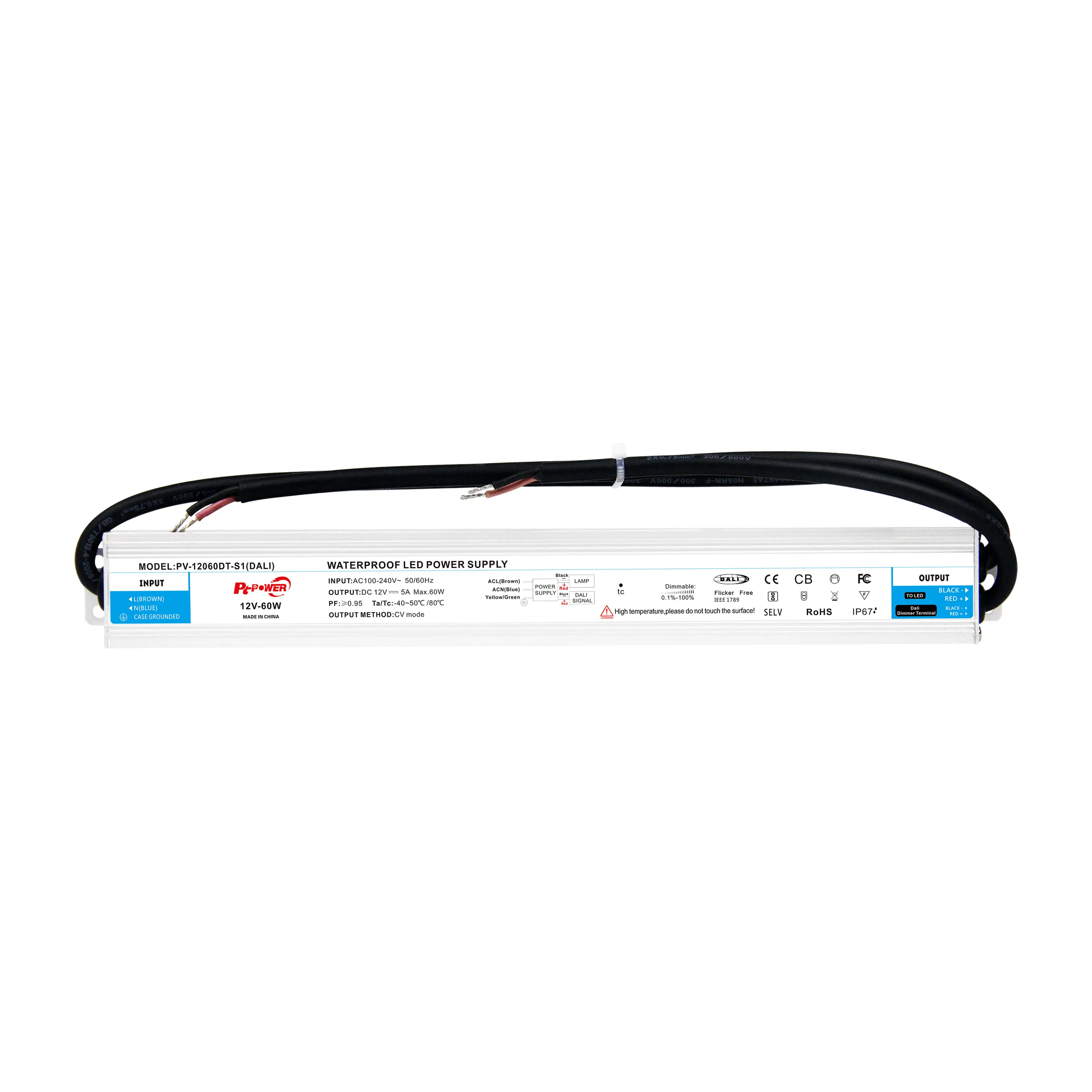 DALI 12V 24V 60W Dimmable LED Driver Dali Controller Constant Voltage LED Light Driver Power Supply IP67