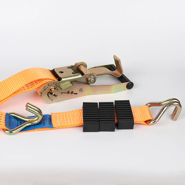 2 Inch 5000kgs Ratchet Tie Down Car Lashing Belt Straps Soft Loop Motorcycle Tie Down Straps With J Hooks