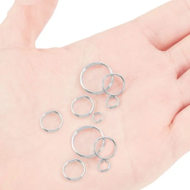 wholesale key rings 4 5 6 7 8 9 10 12 15 16 18 20 mm Key Ring double-loop keyrings accessories 304 stainless steel metal keyring