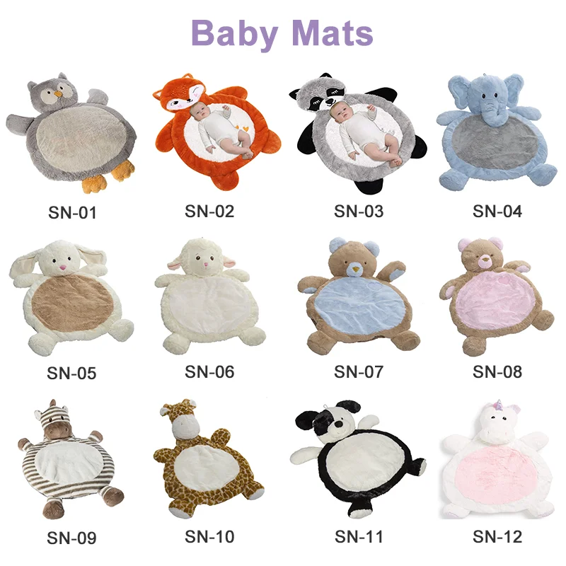 Hot Sale Baby Animal Cotton Plush Carpet Crawling Air Conditioning Mat Baby Play Gym Mat Activity Play Mat for Baby to Toddler