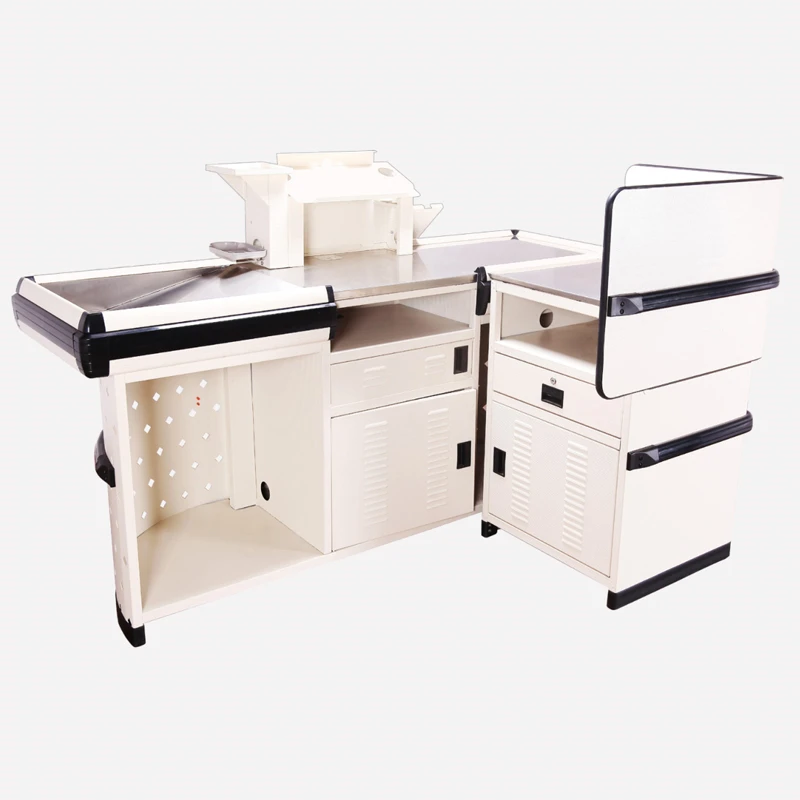 Xinbaihui Stainless Steel Retail Counter Desk Checkout Counter Cashier With Back Hole Grocery Checkout Counter
