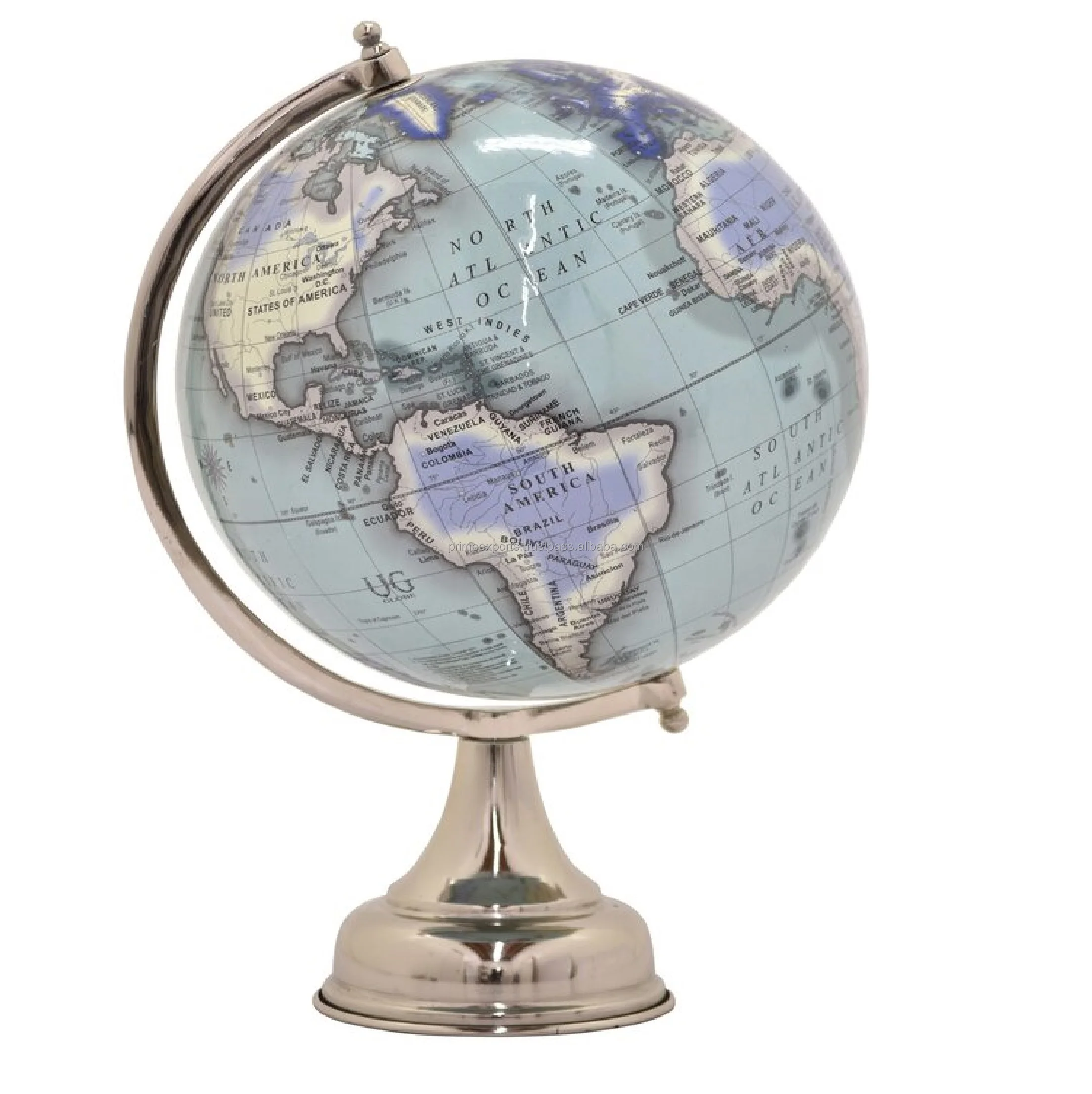 Metal shiny silver globe ball new modern table top office decor Americana nd European style metal and glass globes