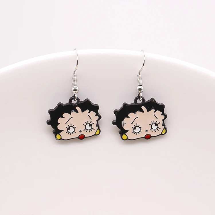 Wholesale low price cute anime girl earring pendants charm custom soft enamel earrings in stock