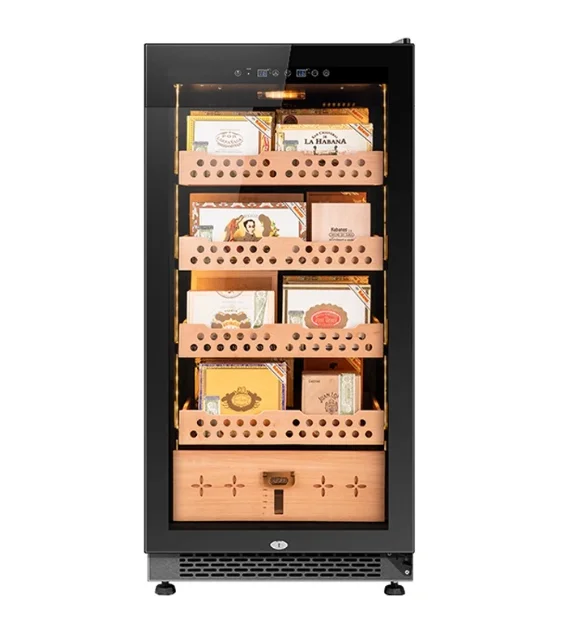 Black Custom Large Temperature Controlled Electric Electr Automatic Cigar Tobacco Cigarette Cigar Cabinet Humidor For Dubai