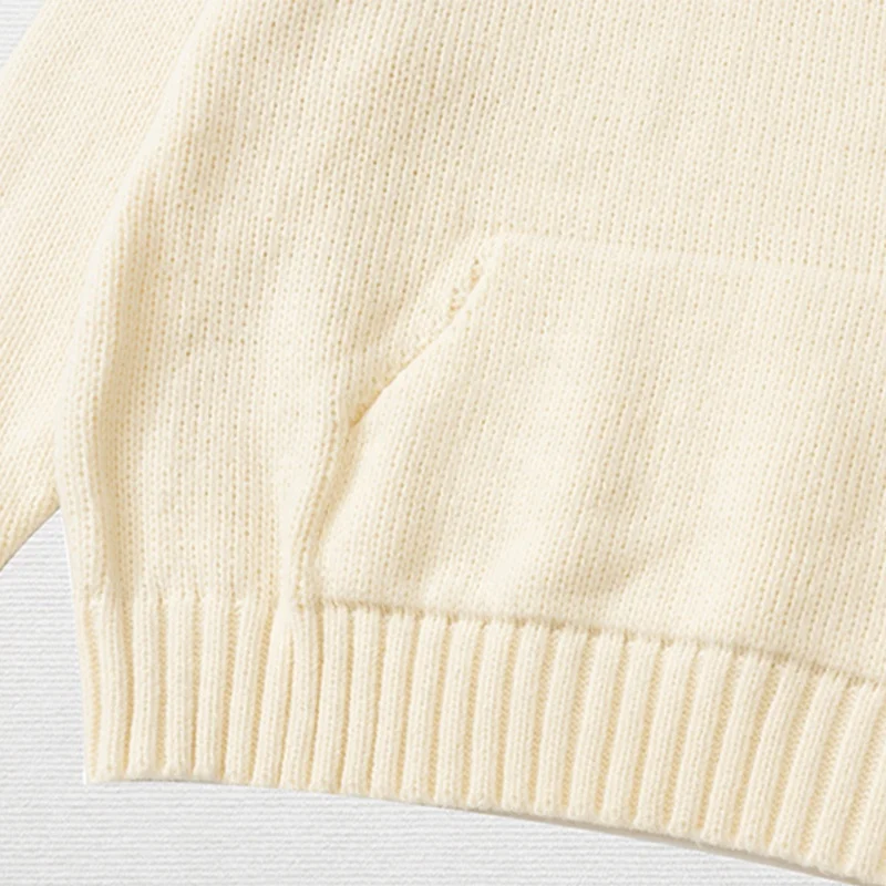 Custom oversized knitted pullover hoody sweaters for men heavyweight knitted fabric hoodie