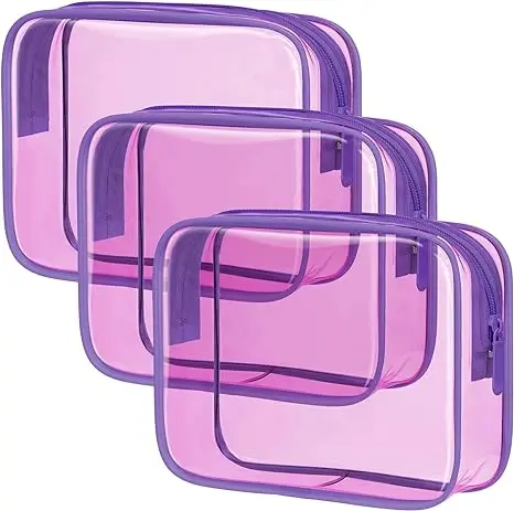 Carry out Toiletry Clear Makeup Bag Waterproof pvc Bag custom size and color Travel Makeup Cosmetic Bag for Women Men