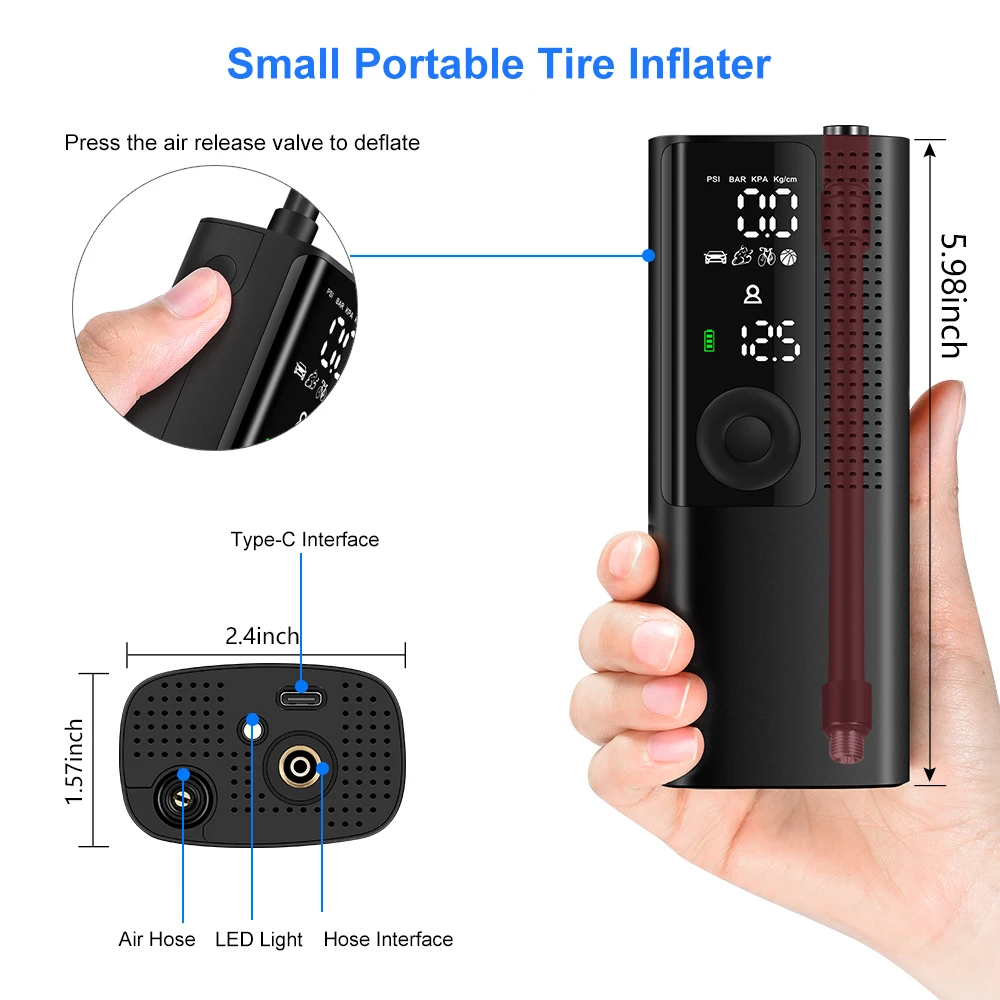 
Electric 12v portable car wireless tire high pressure air pump 