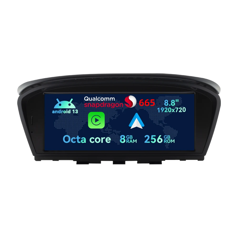 Qualcomm 8 + 256 дюймов 1920*720 Android 13 для BMW 5 серии E60 E61 E62 3 E90 CCC CIC мультимедийный GPS Carplay BT автомобильное радио