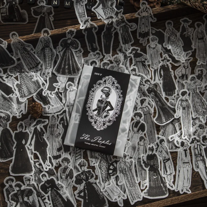 100pcs Different Gothic Retro Fashion Noble Lady Stickers for Journaling Scrapbooking Fashion Girls Stickers for Photo Album