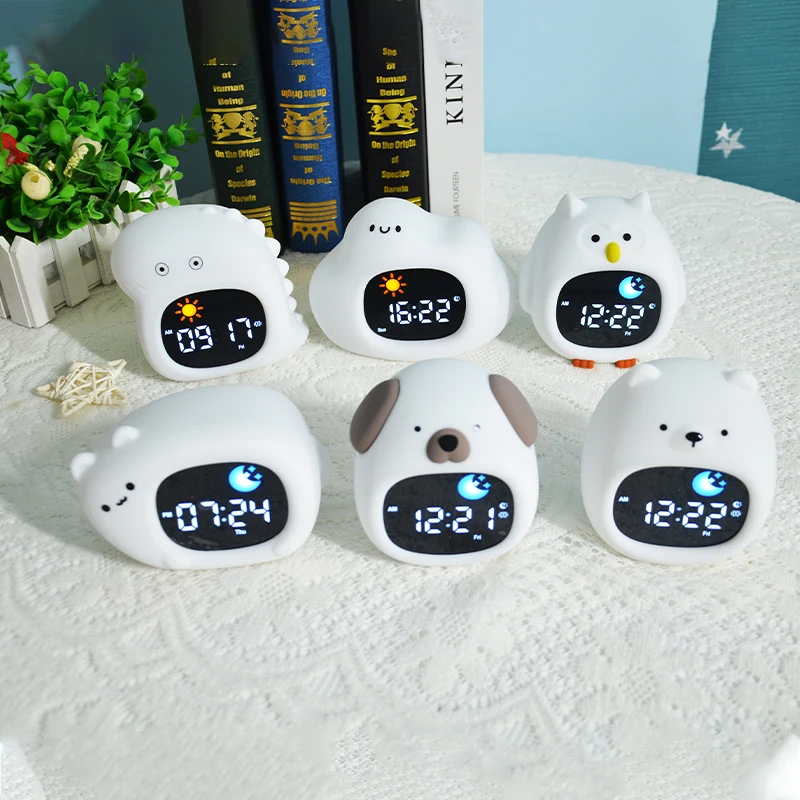 Kids Alarm Clock,Toddler Sleep Training Clock with Night Lights,Sound Machine,Gift Idea for Children Kids Toddler Boy Girl