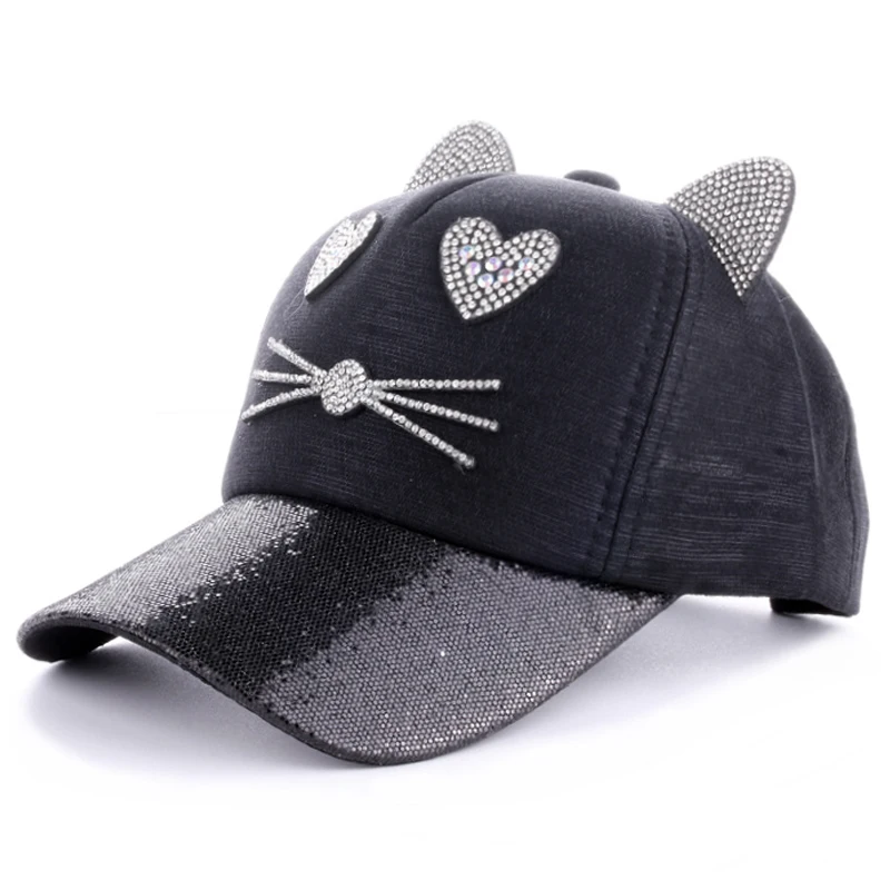 Cartoon Face 5 Panel Children Baseball Cap Korean Cat Ears Baby Hat Spring Summer Baby Boy Girl Adjustable Embroidery Hat