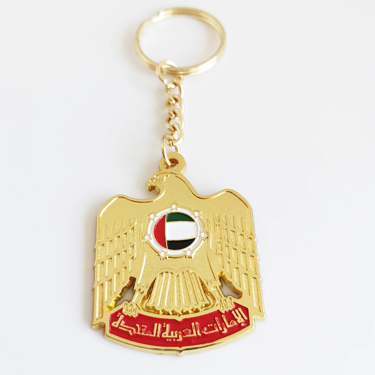 Free mould falcon design UAE national day magnet pins gold plated metal key chain wholesale